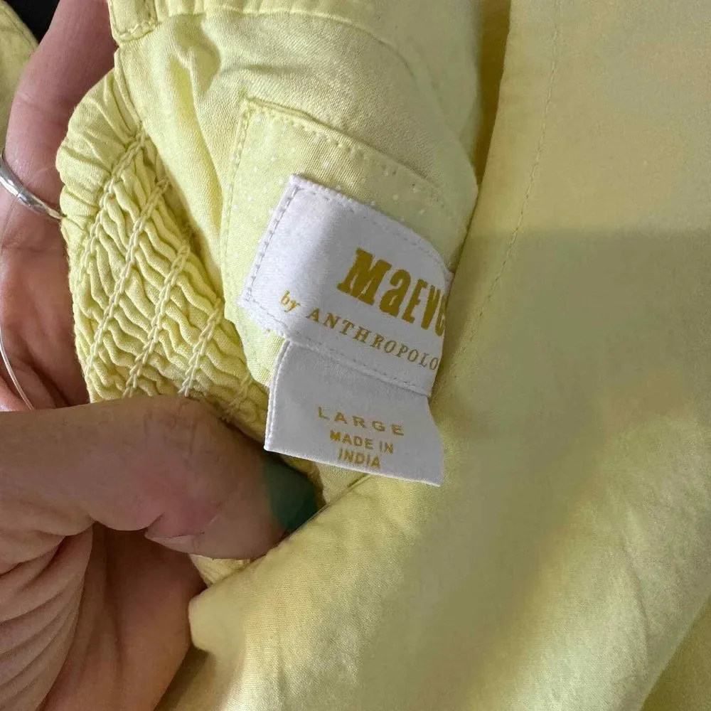 Anthropologie Maeve Dress L Fit to Flare Mini Cocktail Party Fun Bright Yellow - Picture 4 of 7